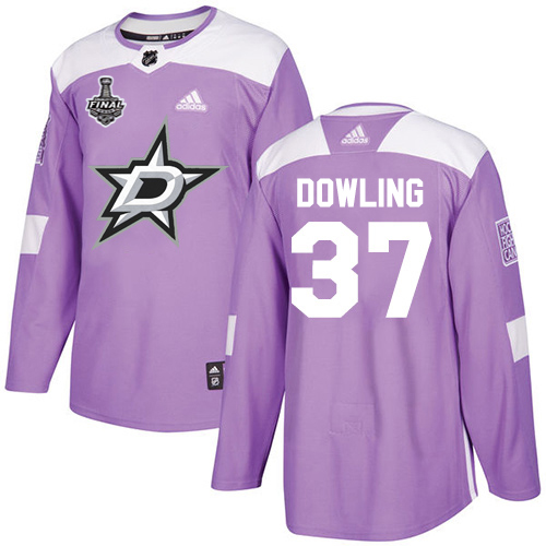 Adidas Men Dallas Stars 37 Justin Dowling Purple Authentic Fights Cancer 2020 Stanley Cup Final Stitched NHL Jersey